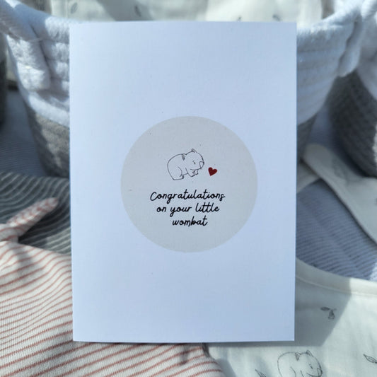 Baby Shower Card - Congratulations on your little wombat